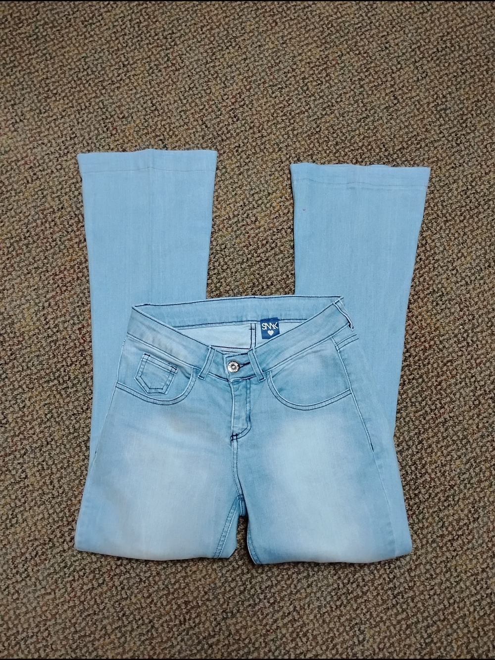 Light Blue Women’s Flared Jeggings – Stretch Denim-Look Skinny